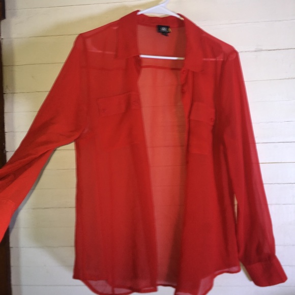 Rock & Republic Tops - Rock & Republic Coral Chiffon Long Sleeve Blouse